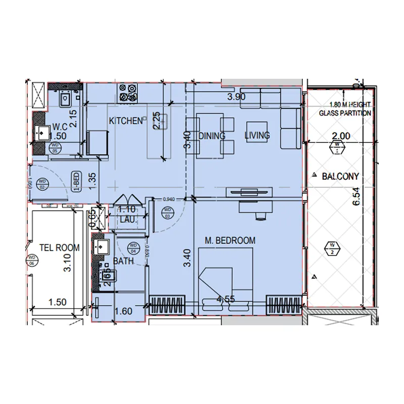 Floor plan — 1 BR