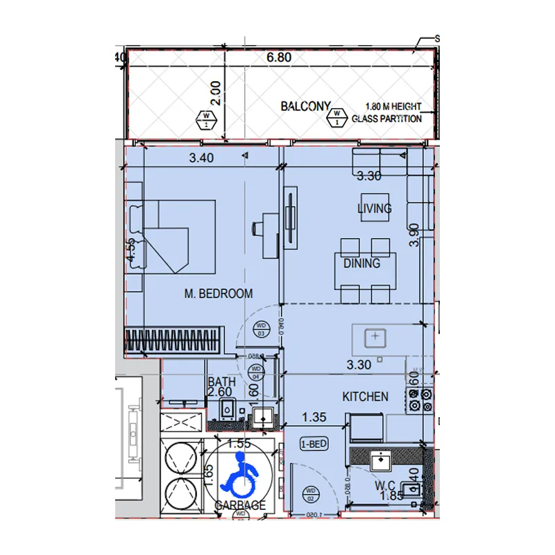 Floor plan — 1 BR