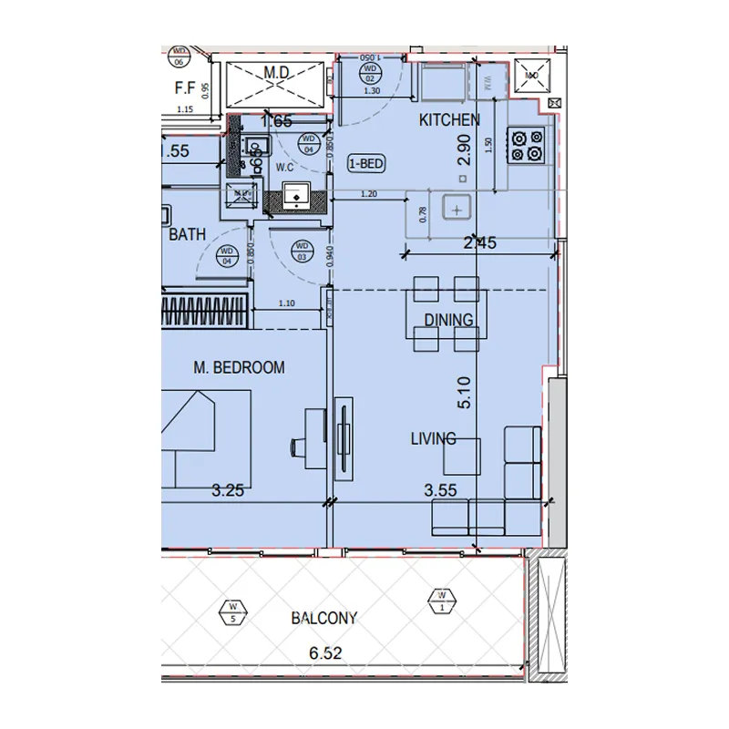 Floor plan — 1 BR