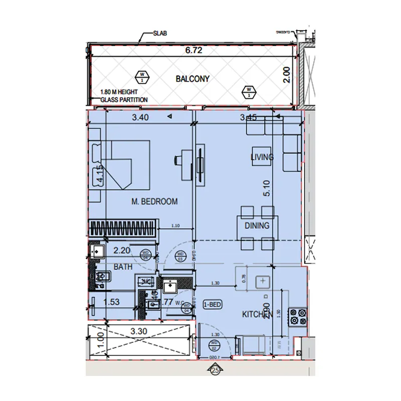 Floor plan — 1 BR