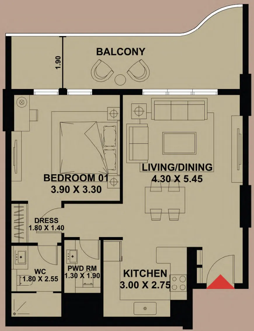 Floor plan — 1 BR