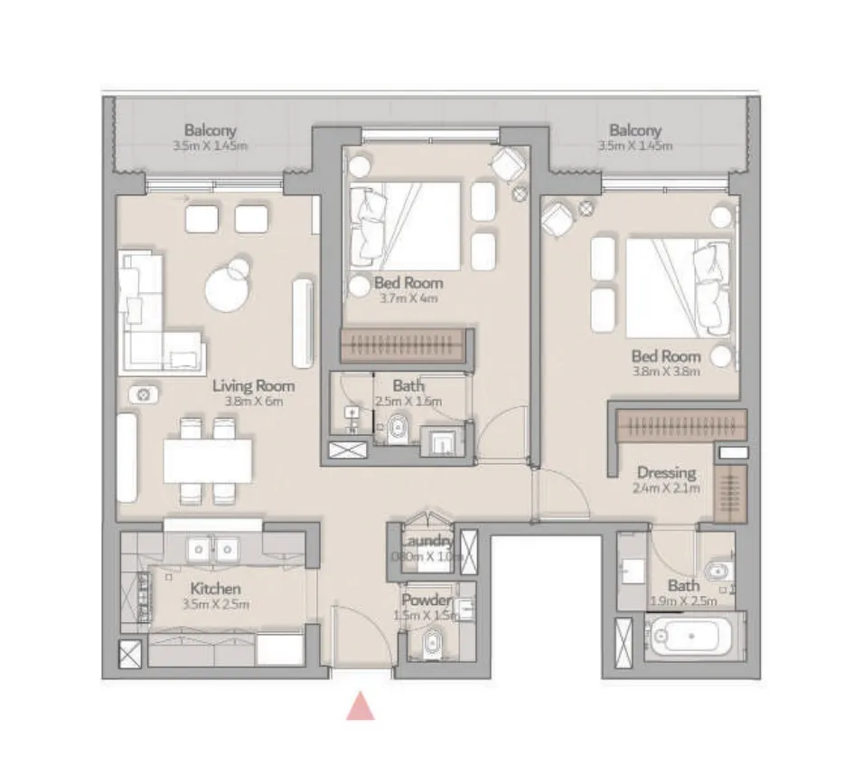 Floor plan — 2 BR