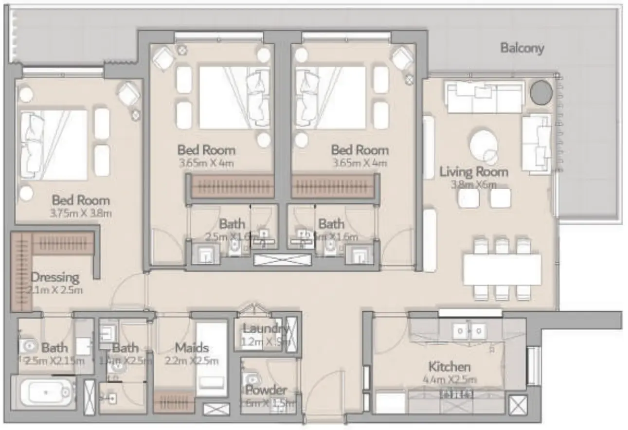 Floor plan — 3 BR