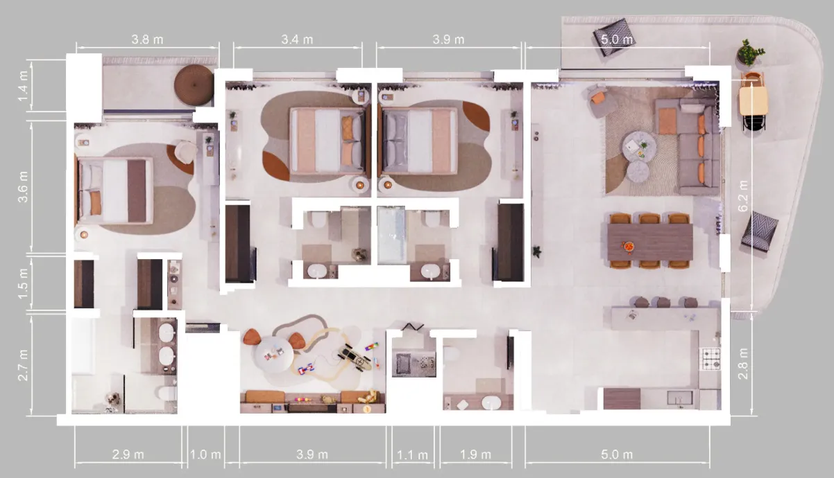 Floor plan — 3 BR