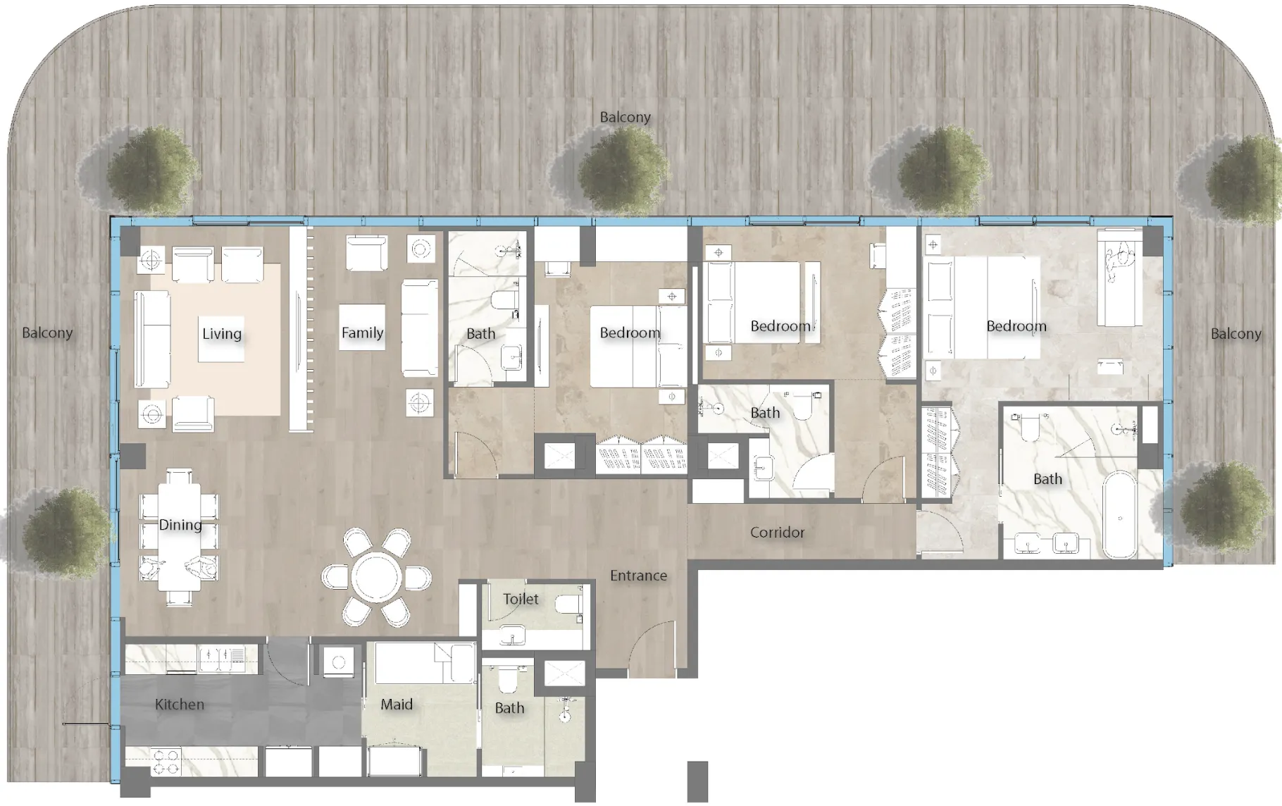 Floor plan — 3 BR