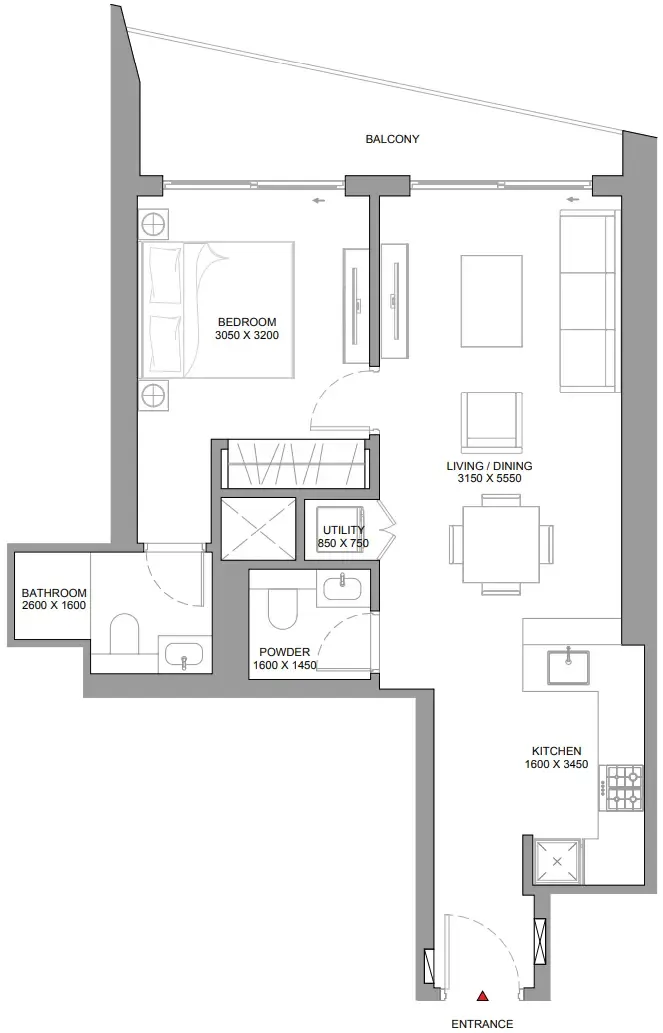Floor plan — 1 BR