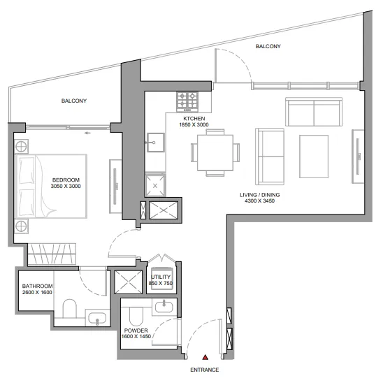 Floor plan — 1 BR