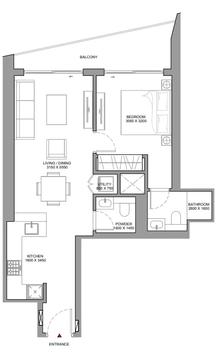 Floor plan — 1 BR
