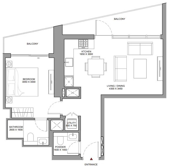 Floor plan — 1 BR