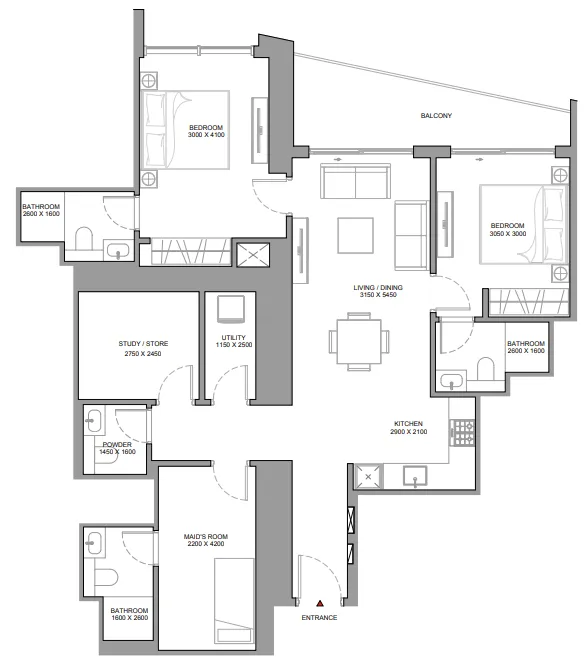 Floor plan — 2 BR