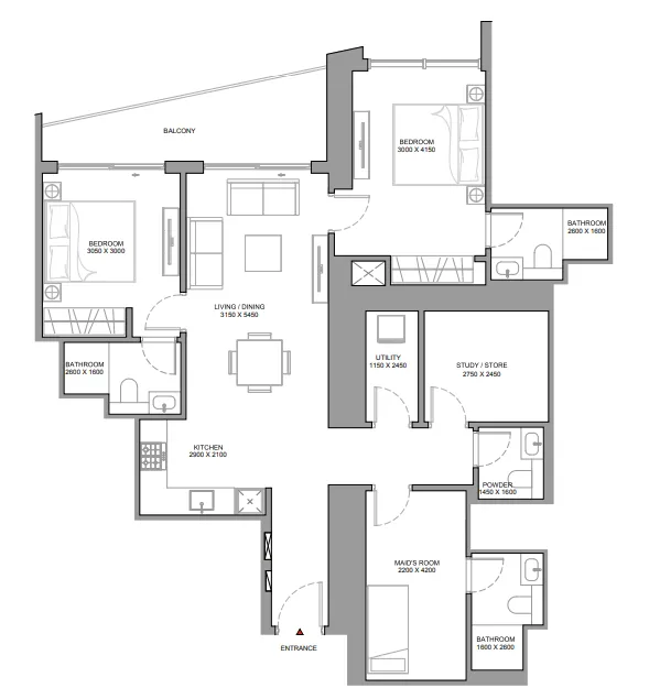 Floor plan — 2 BR