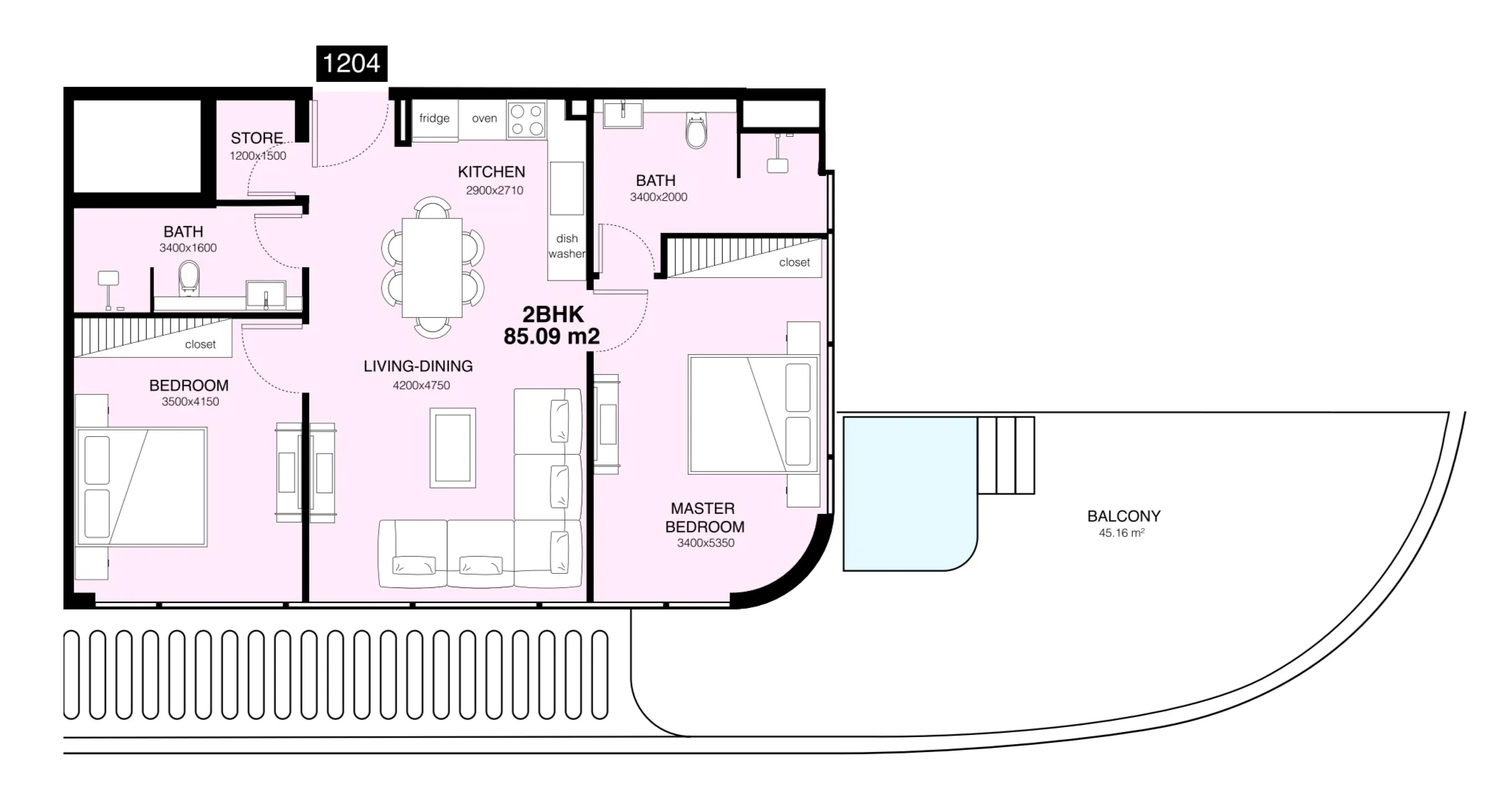 Floor plan — 2 BR