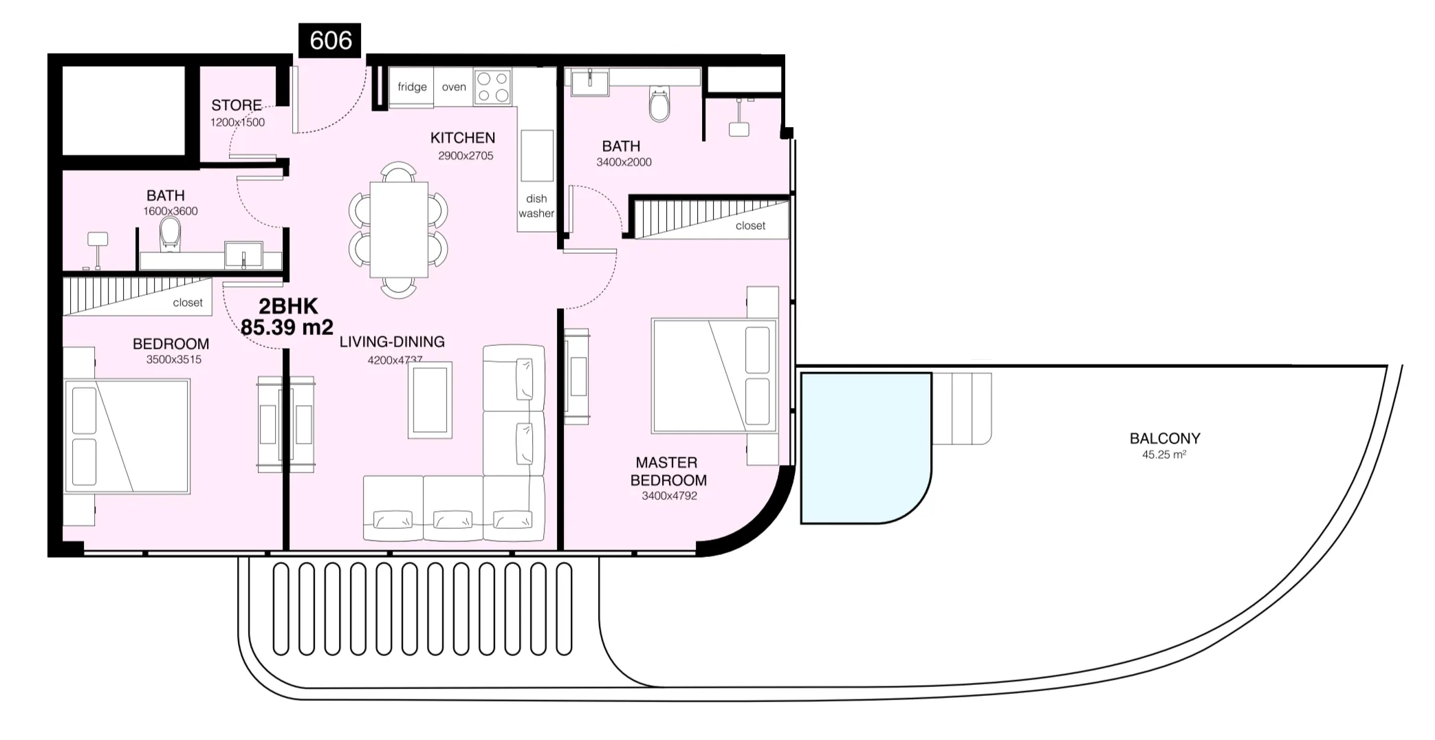 Floor plan — 2 BR