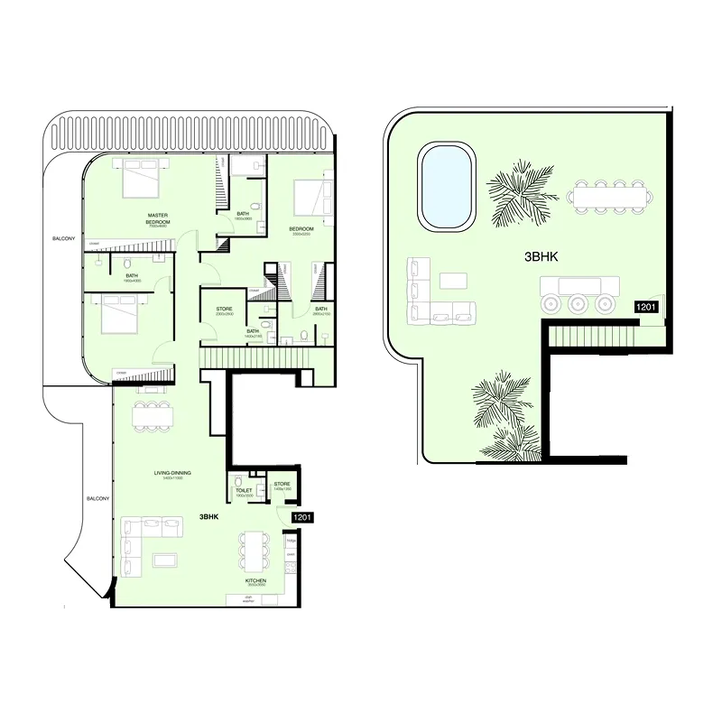 Floor plan — 3 BR