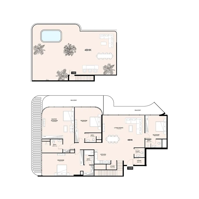 Floor plan — 4 BR