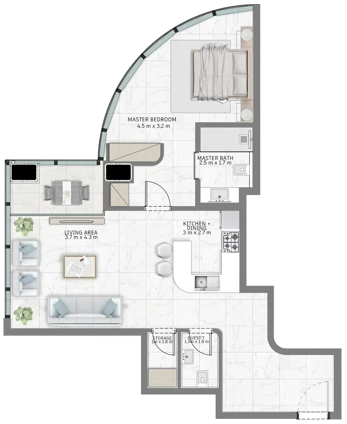 Floor plan — 1 BR