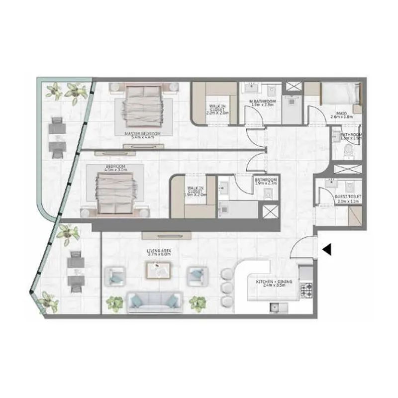 Floor plan — 2 BR