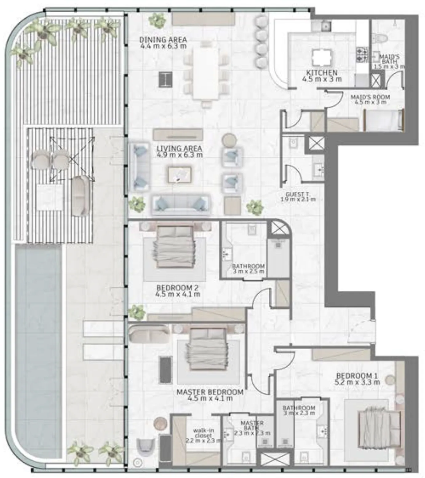 Floor plan — 3 BR