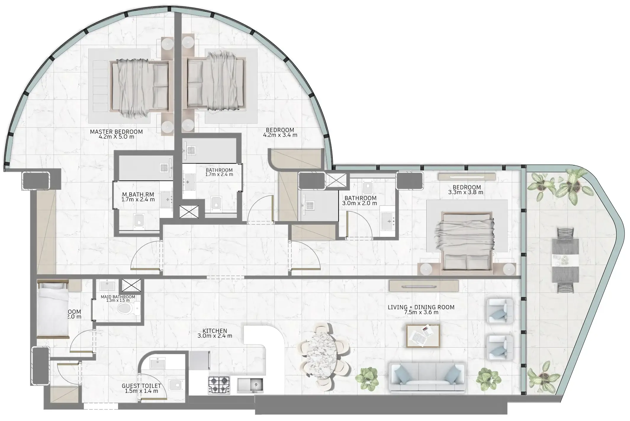 Floor plan — 3 BR