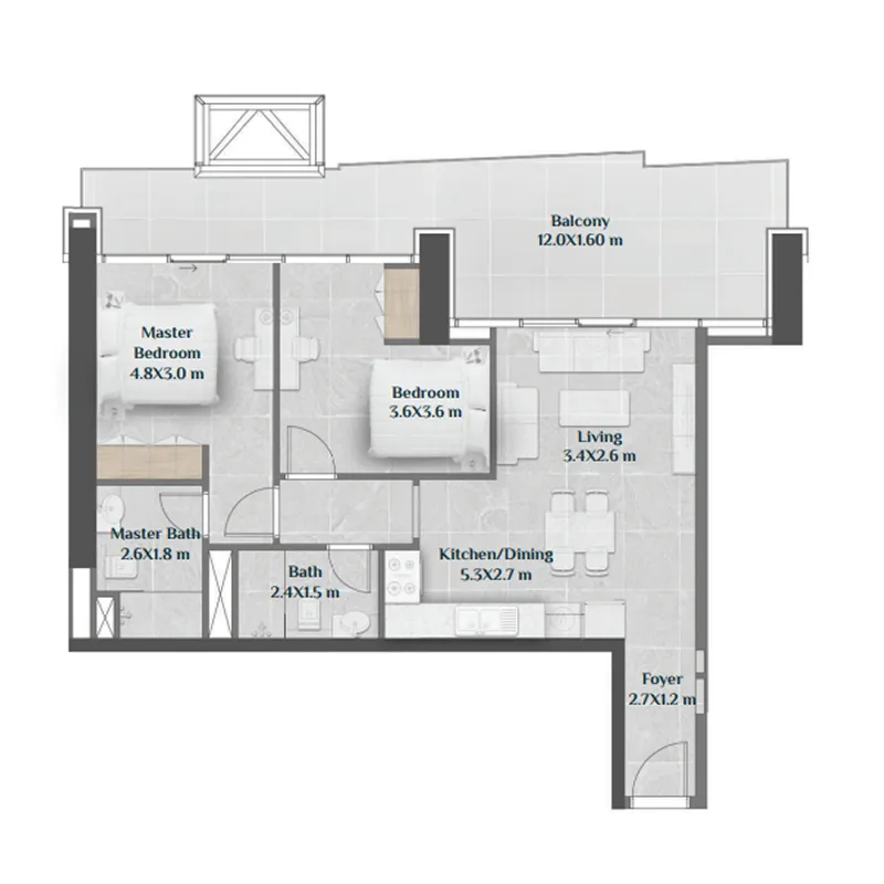 Floor plan — 2 BR