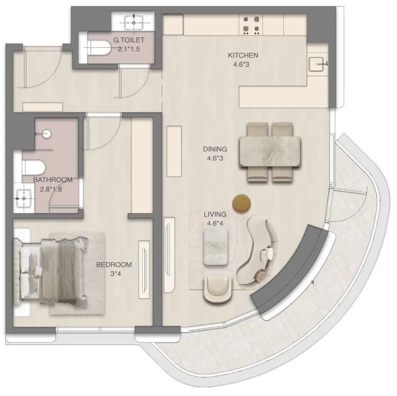 Floor plan — 1 BR