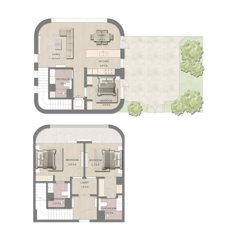 Floor plan — 3 BR