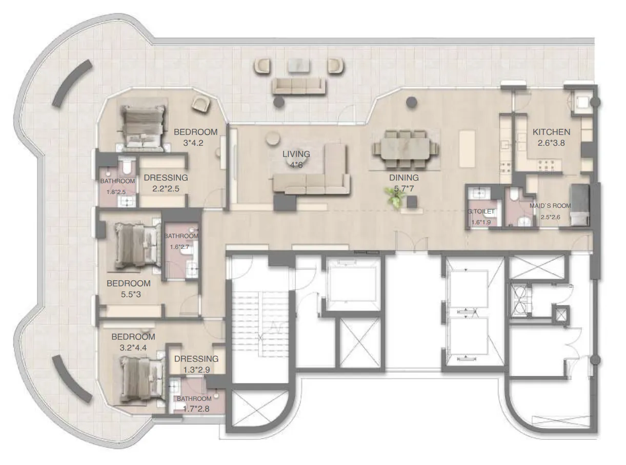 Floor plan — 3 BR