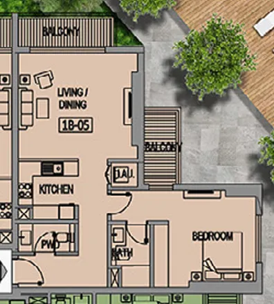 Floor plan — 1 BR