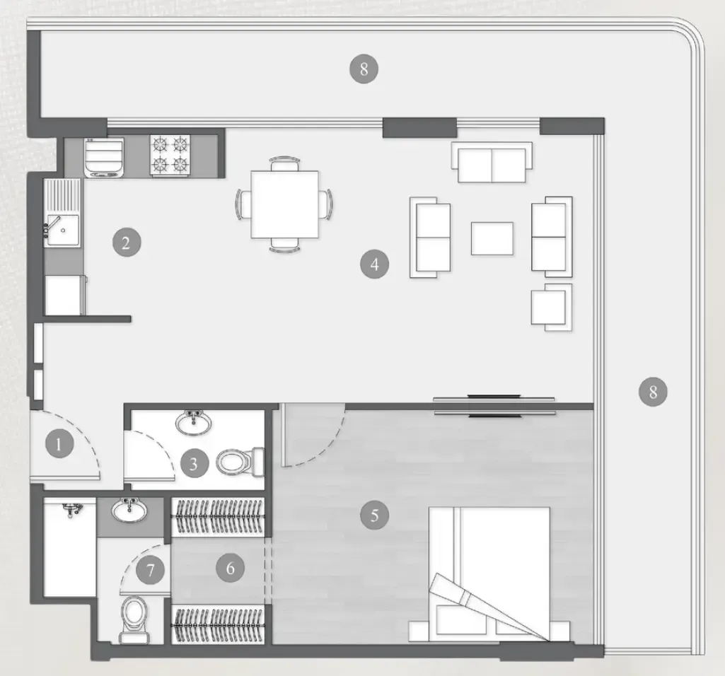 Floor plan — 1 BR