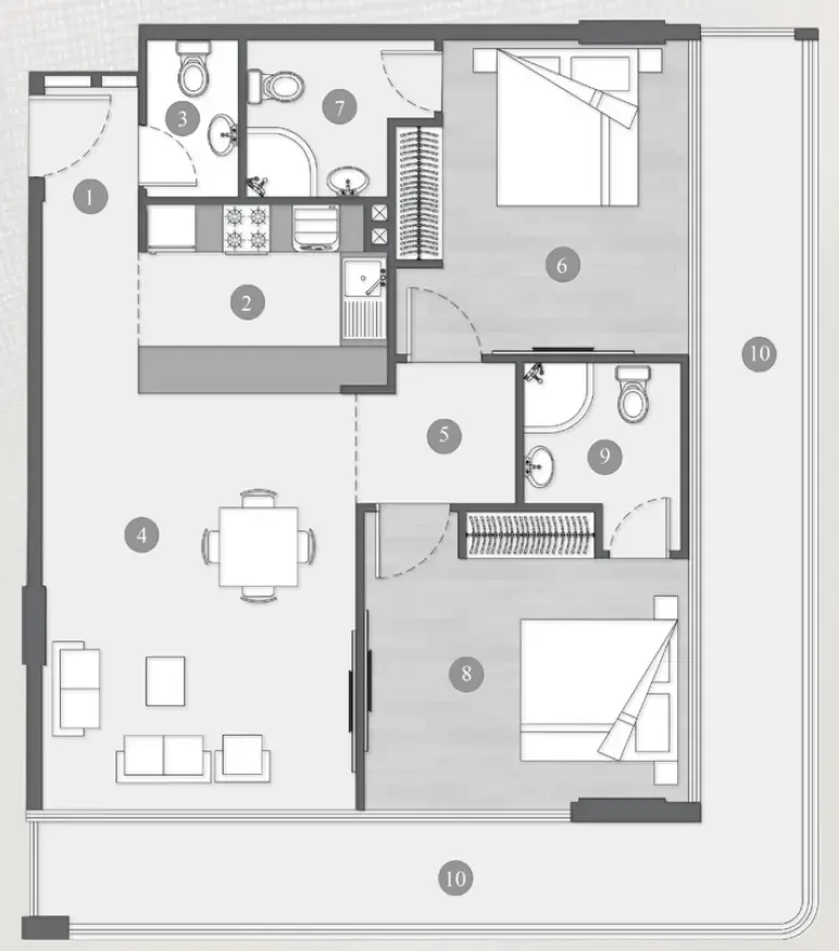 Floor plan — 2 BR
