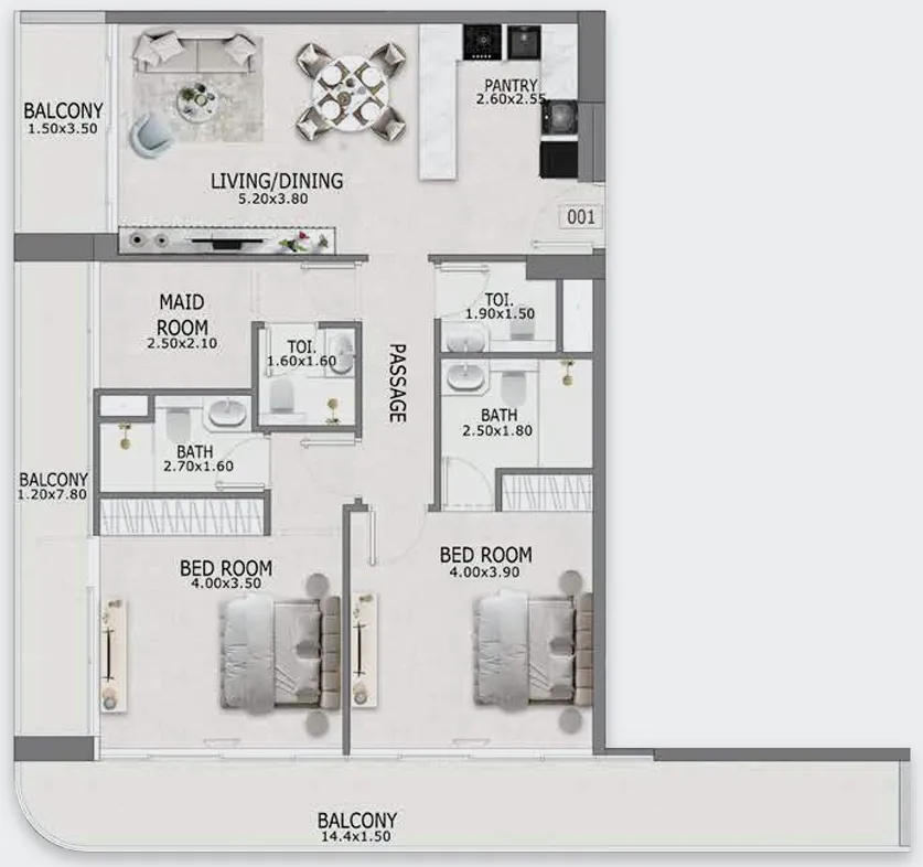 Floor plan — 2 BR