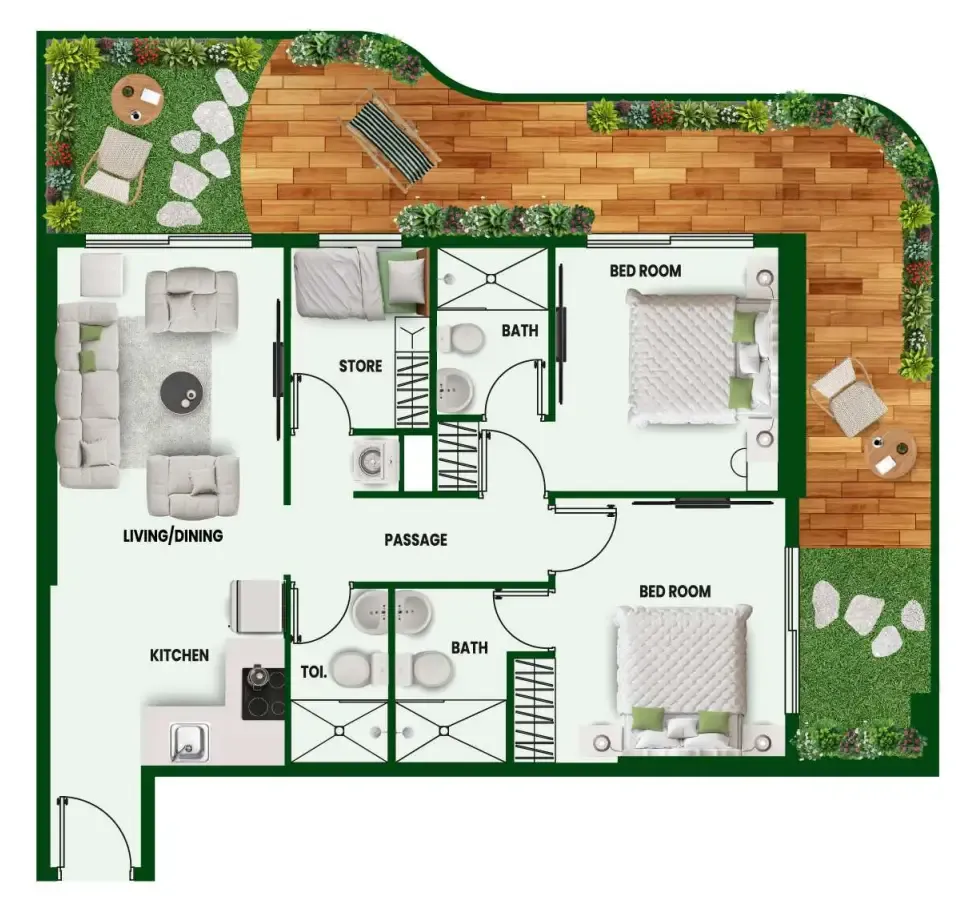 Floor plan — 2 BR