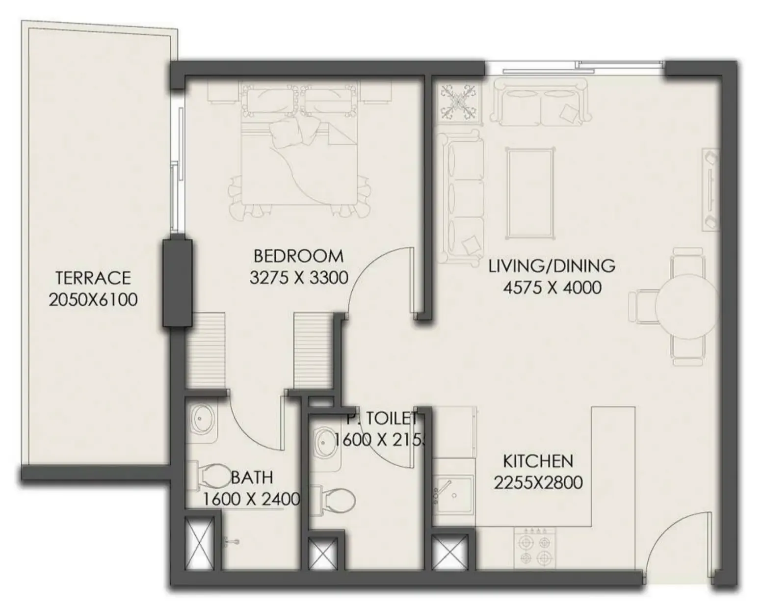 Floor plan — 1 BR