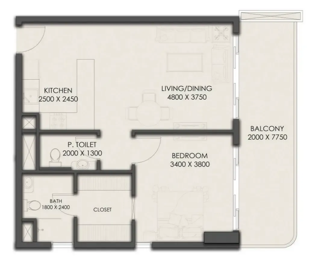 Floor plan — 1 BR