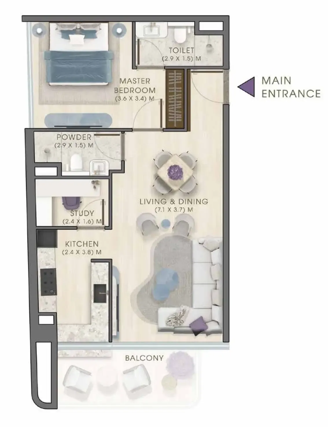 Floor plan — 1 BR