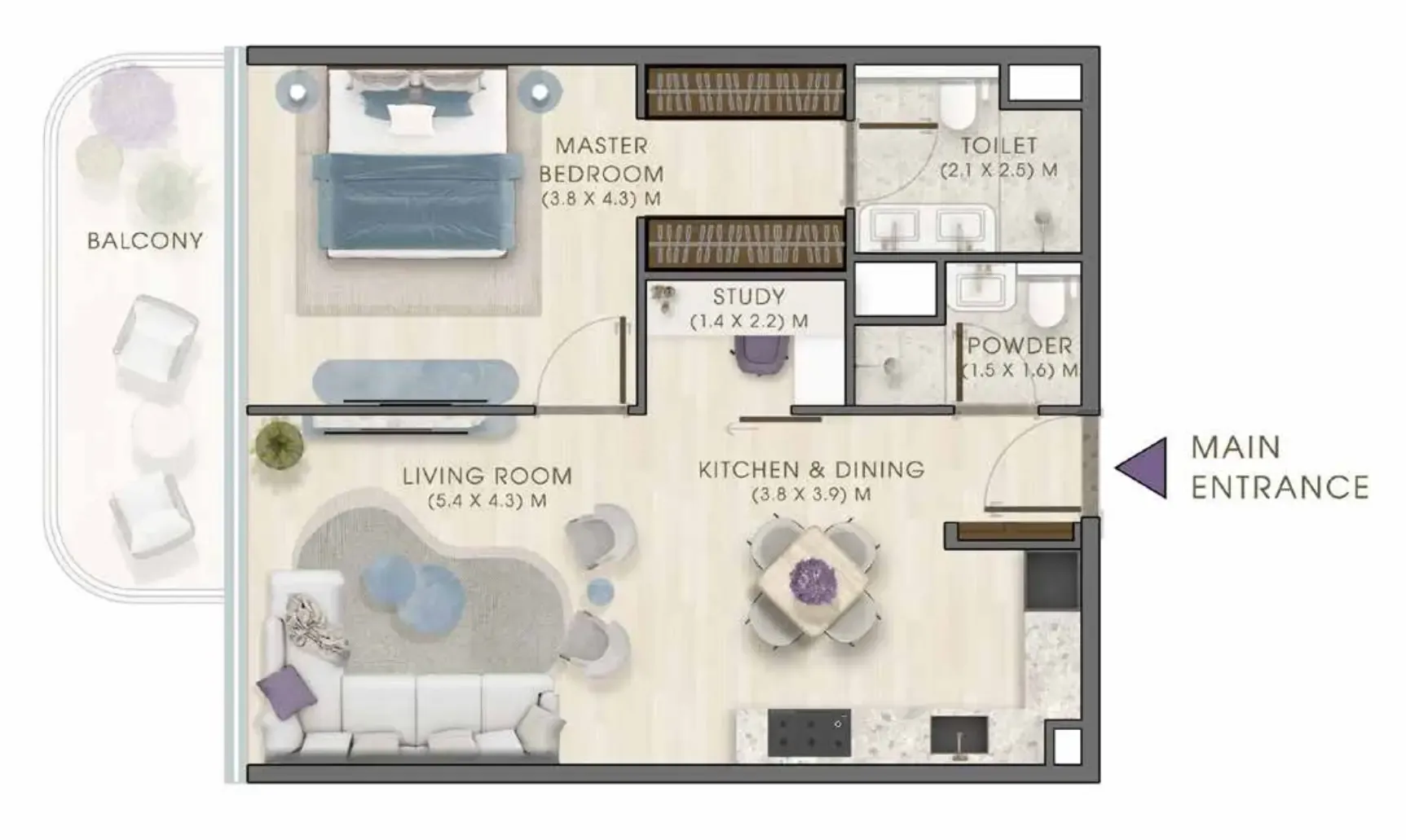 Floor plan — 1 BR