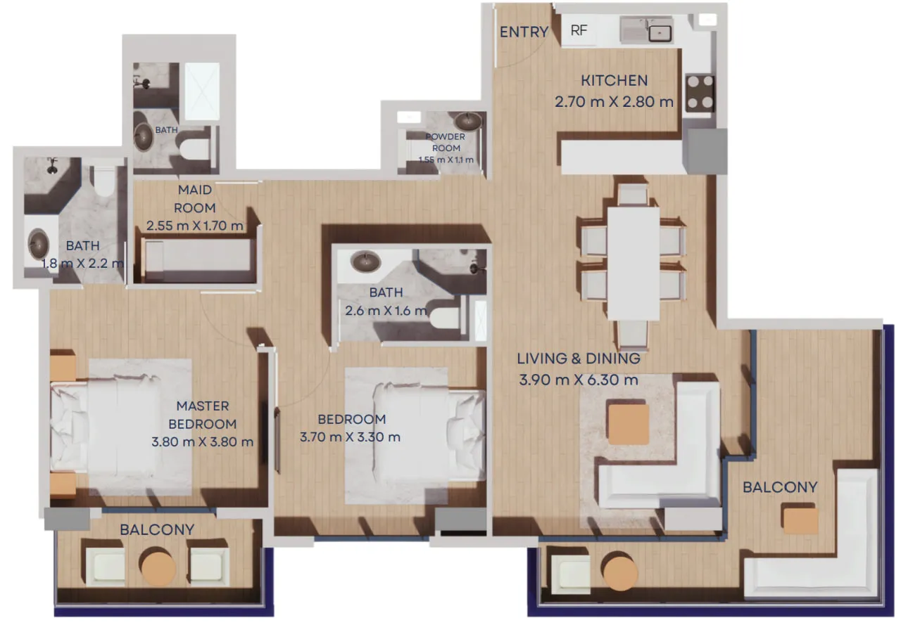 Floor plan — 2 BR