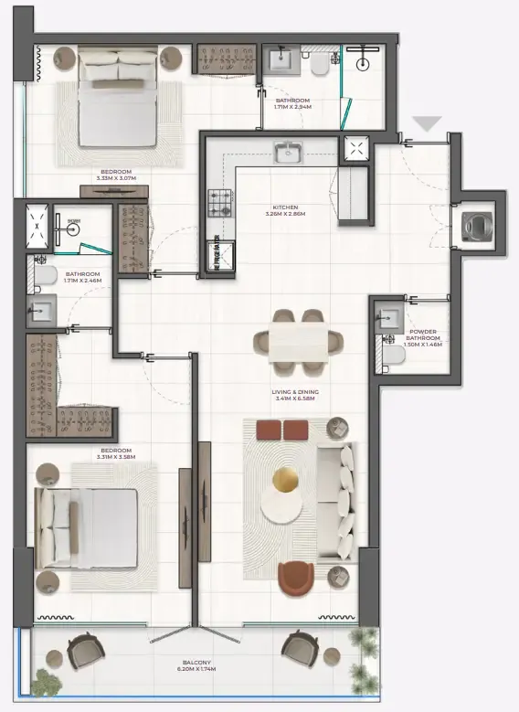 Floor plan — 2 BR