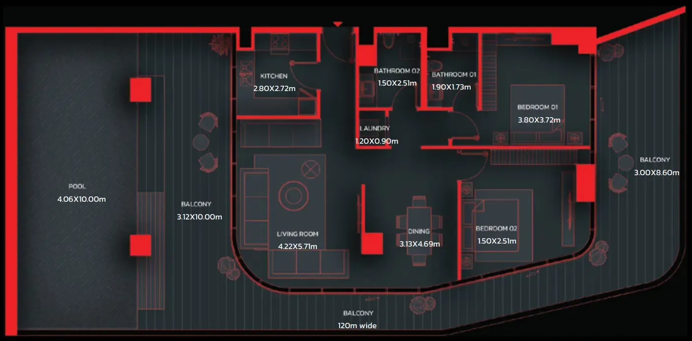 Floor plan — 2 BR
