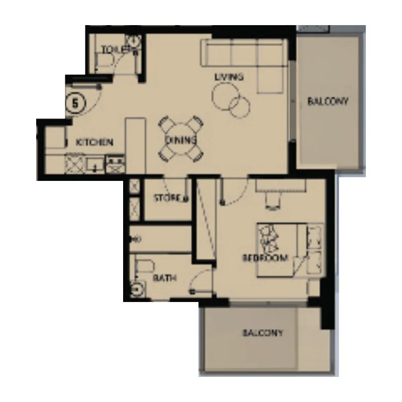 Floor plan — 1 BR