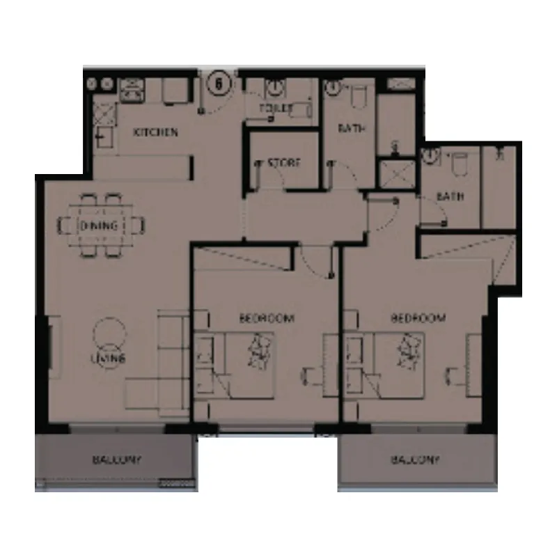 Floor plan — 2 BR