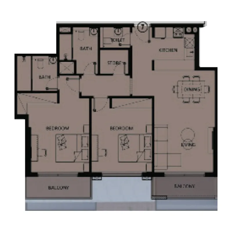 Floor plan — 2 BR