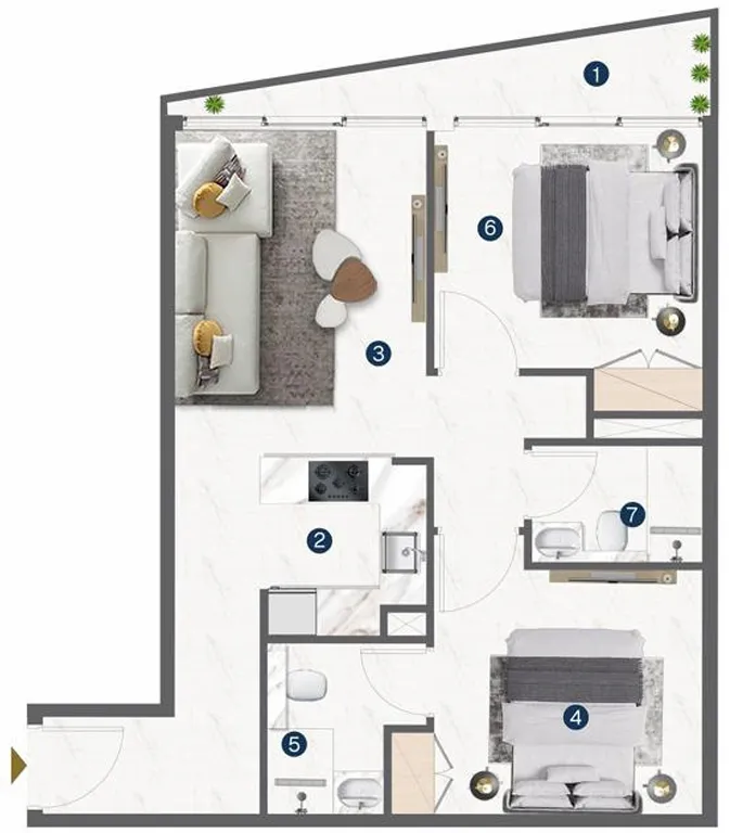 Floor plan — 2 BR