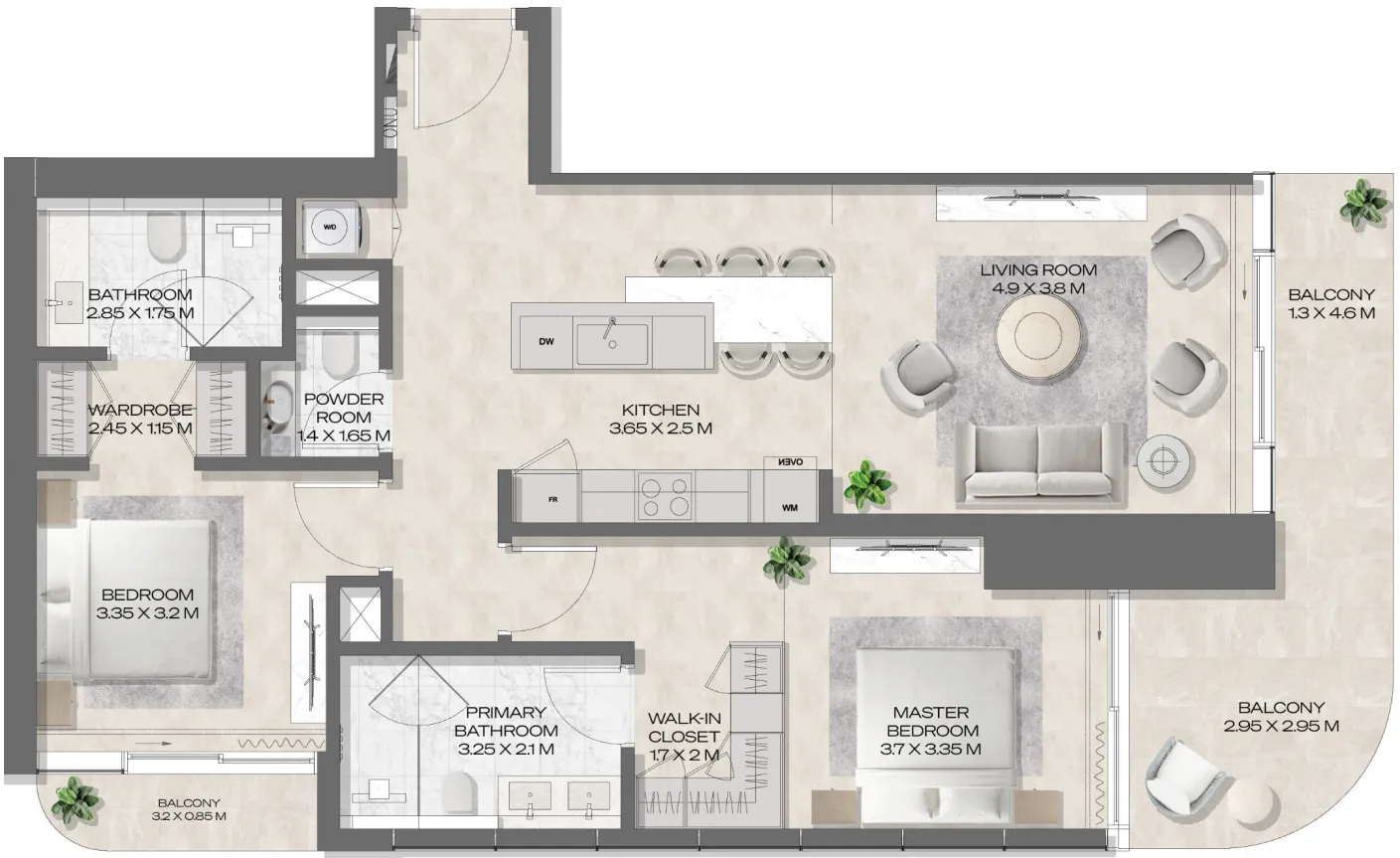 Floor plan — 2 BR
