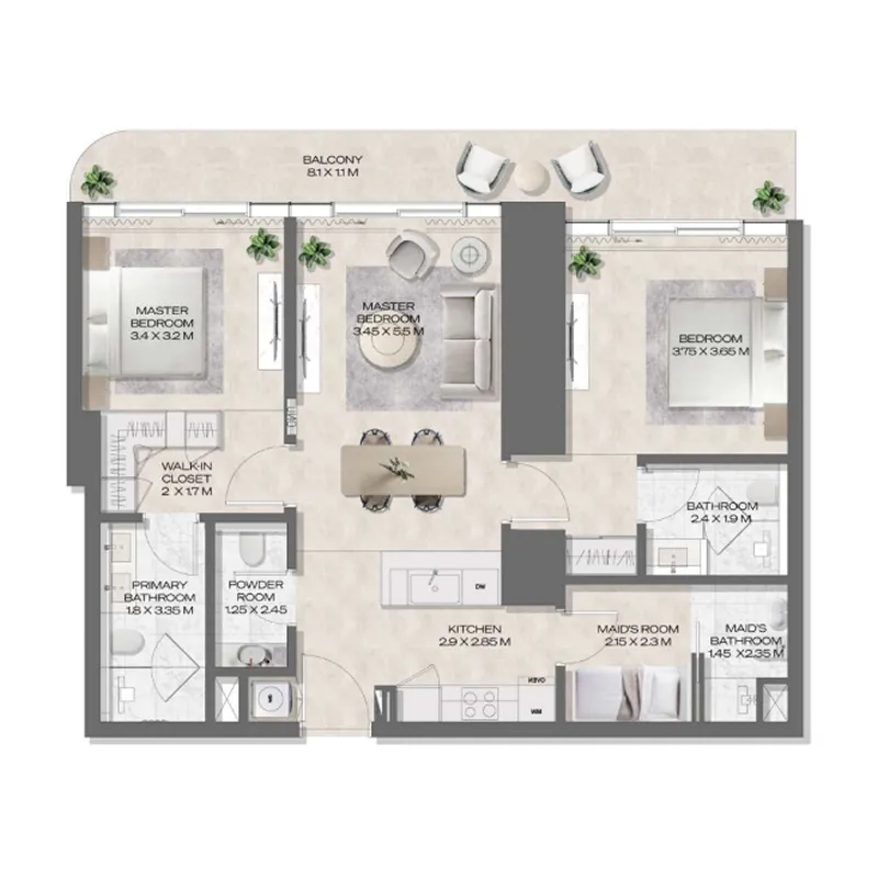 Floor plan — 2 BR
