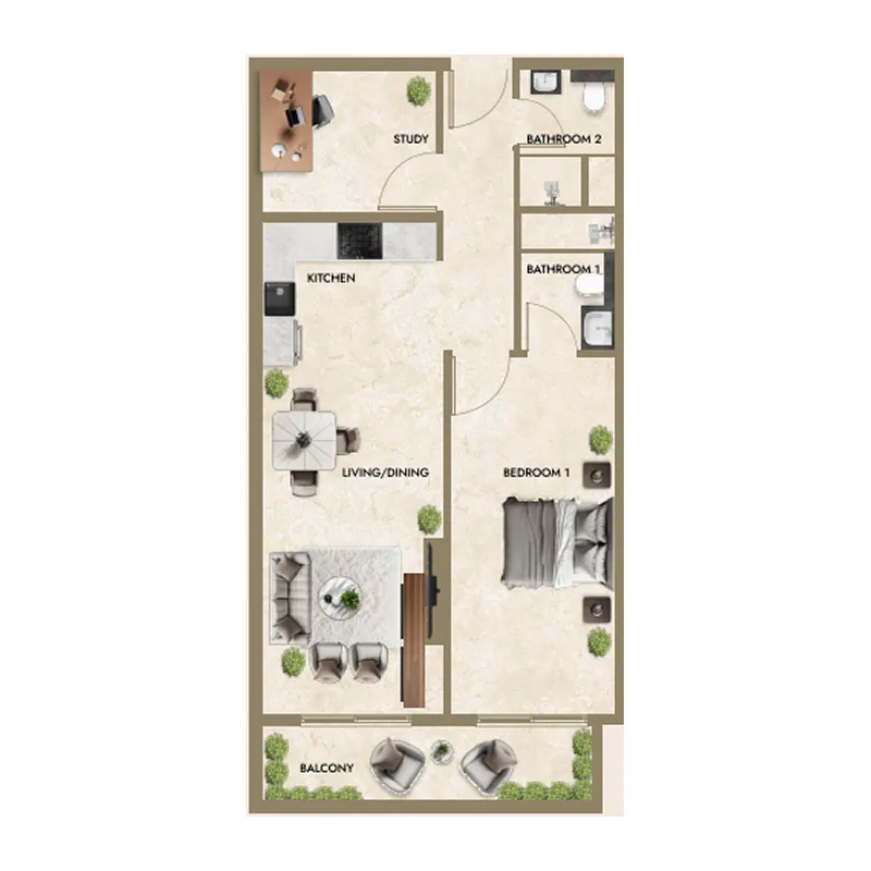 Floor plan — 1.5 BR