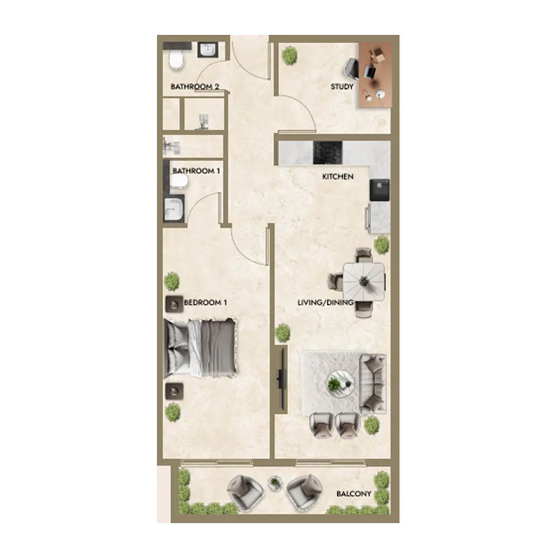Floor plan — 1.5 BR