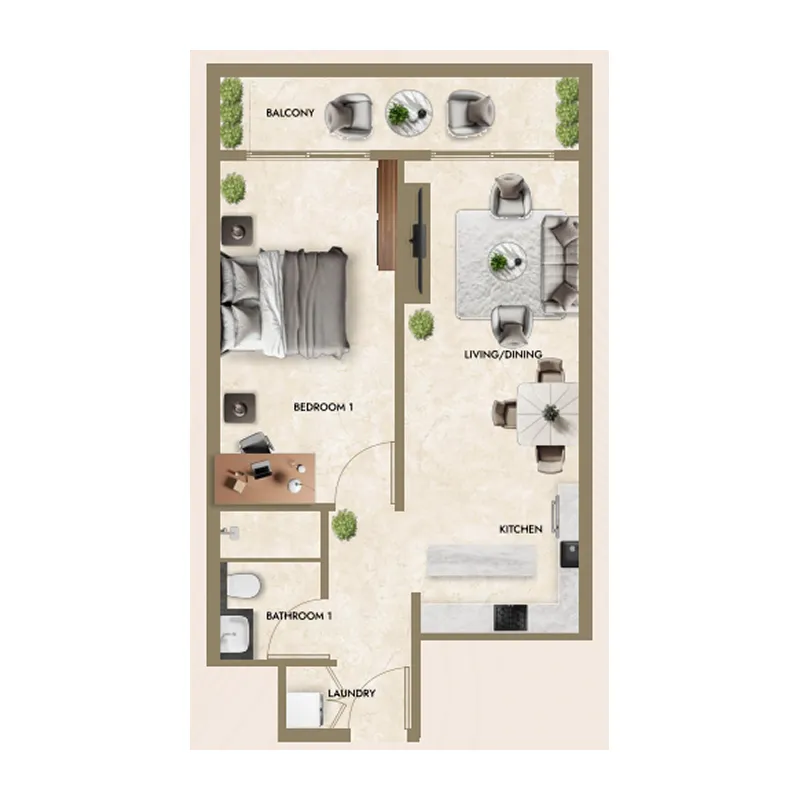 Floor plan — 1 BR