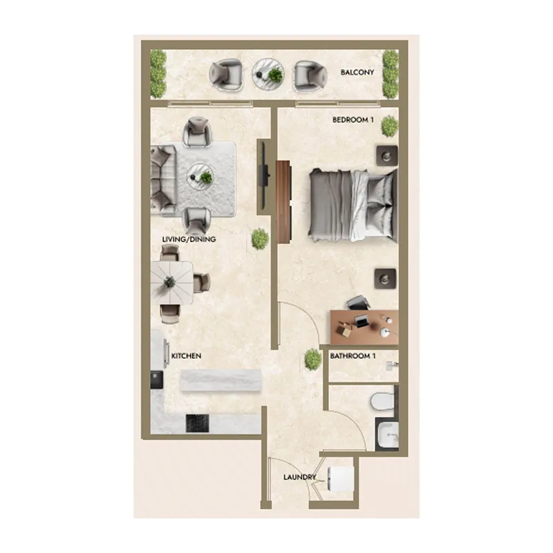 Floor plan — 1 BR