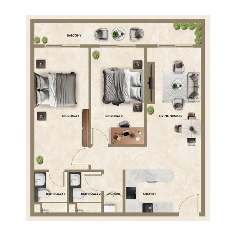 Floor plan — 2 BR